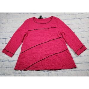 Ali Miles WOMENS SZ M Tunic Top Long Sleeve Seersucker Crepe Wearable Art Guage